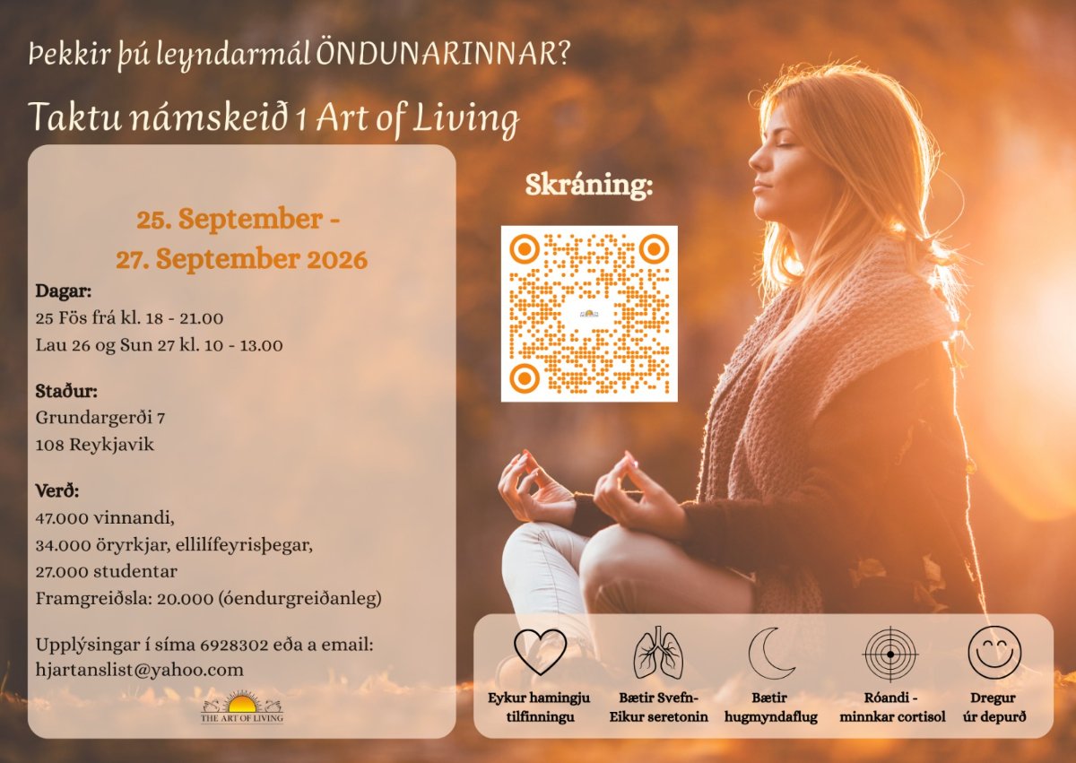 Ljúfar notadrjúgar -Yogateigjur-Öndunaræfingar og Íhugun á eftir
