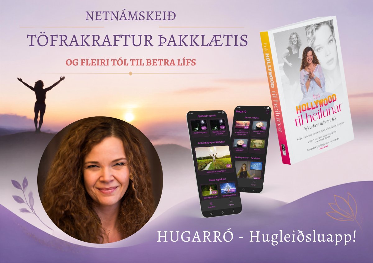 Kynning á Hugarró-hugleiðsluappi, netnámskeiði og bók til sölu